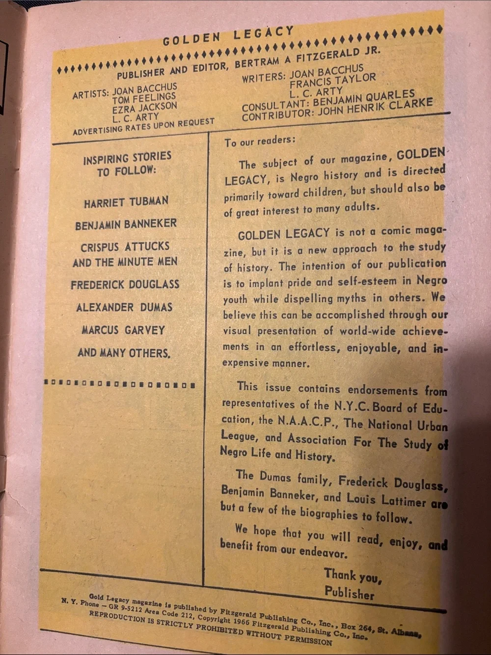 Golden Legacy Illustrated History Magazine - Harriet Tubman 1967